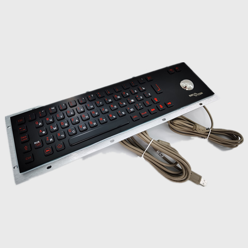 Kolor czarny IP65 IK07 Kiosk samoobsługowy Klawiatura ze stali nierdzewnej z trackballem