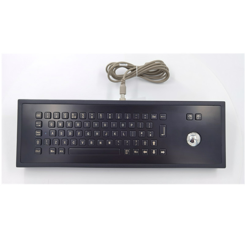Metalowa klawiatura przemysłowa IP65 w kolorze czarnym z klawiszami Trackball 65