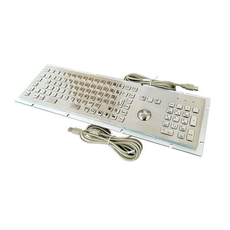 Kiosk samoobsługowy IP65 Wodoszczelna klawiatura metalowa ze stali nierdzewnej z 38mm Trackball i numericzną klawiaturą