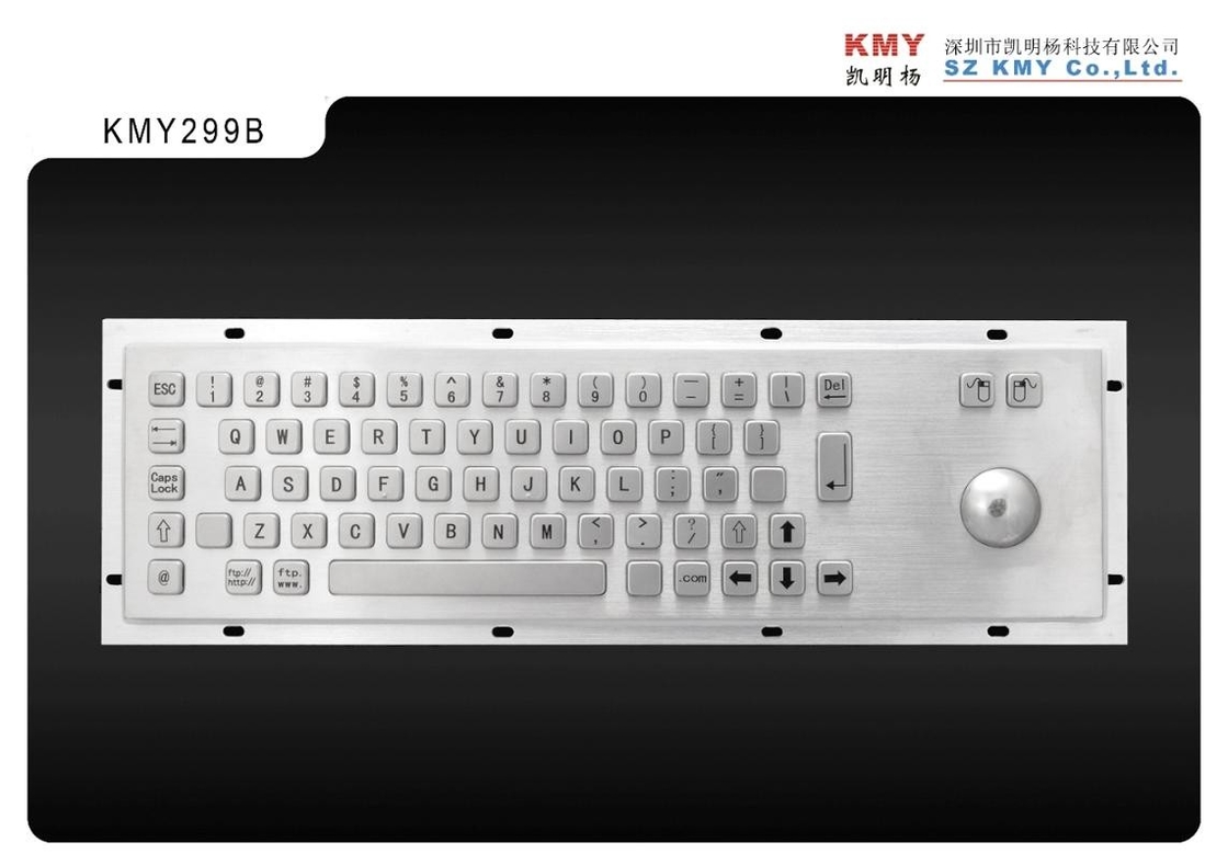 65 klawiszy Standardowa metalowa klawiatura kioskowa z urządzeniem wskazującym Trackball i portem USB